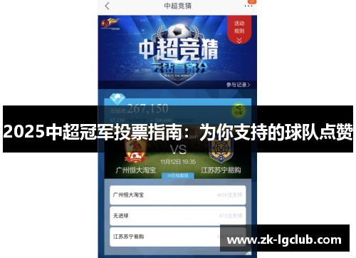 2025中超冠军投票指南：为你支持的球队点赞